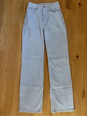 Striped Blue & White Straight-Leg Jeans